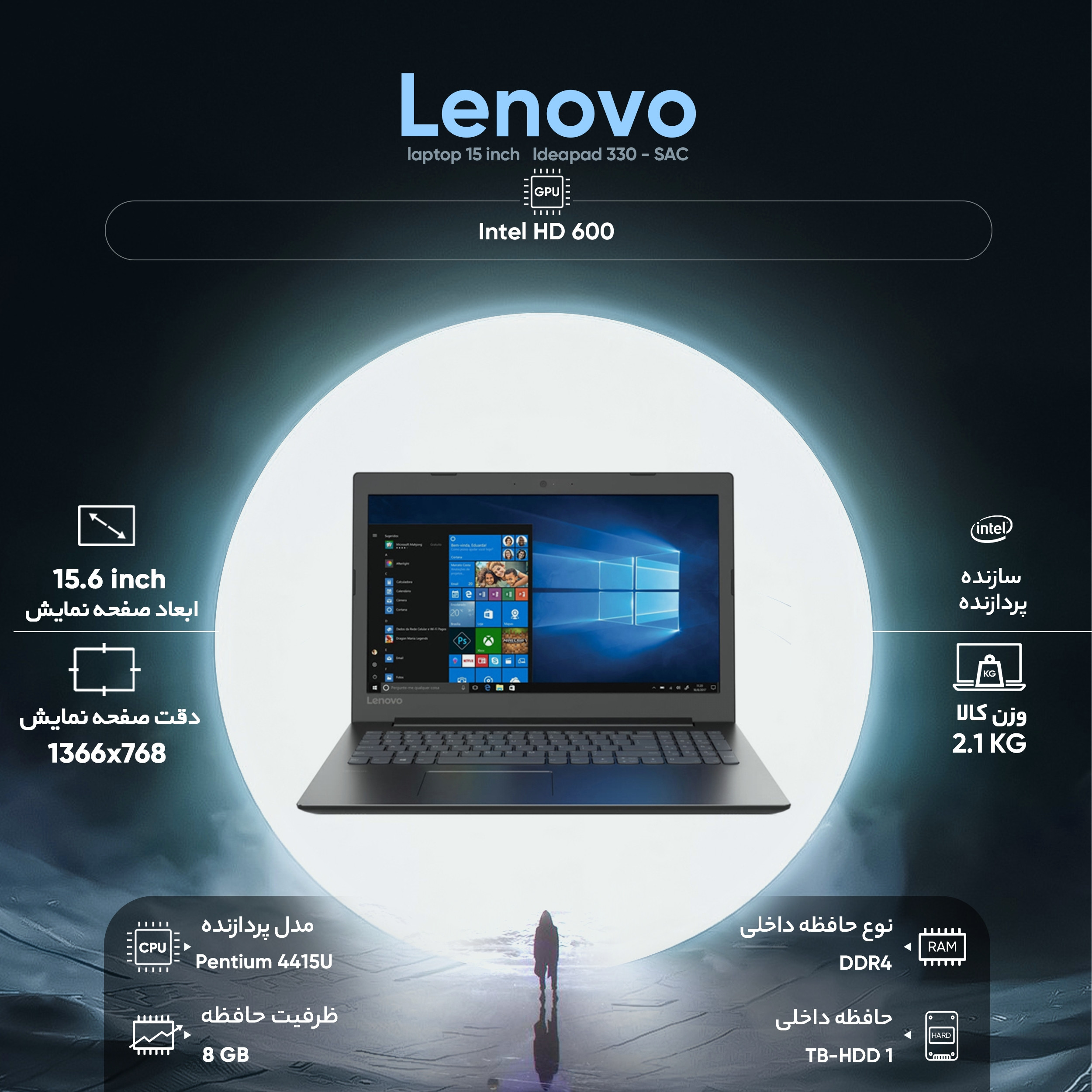 لپ تاپ 15 اینچی لنوو مدل Ideapad 330 - SAC