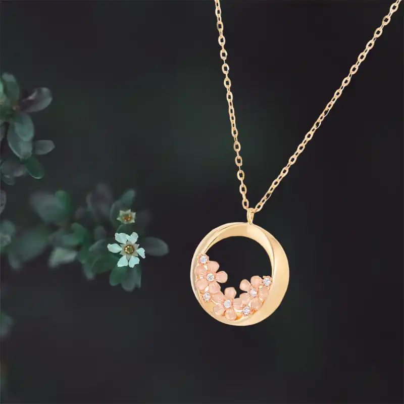 گردنبند طلا 18 عیار زنانه مدل DNTC19-31d طرح شکوفه