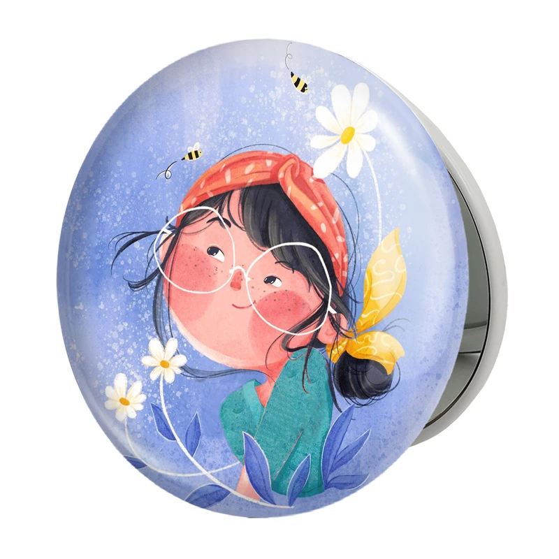 آینه جیبی خندالو طرح دخترانه فانتزی مدل تاشو کد 25749 