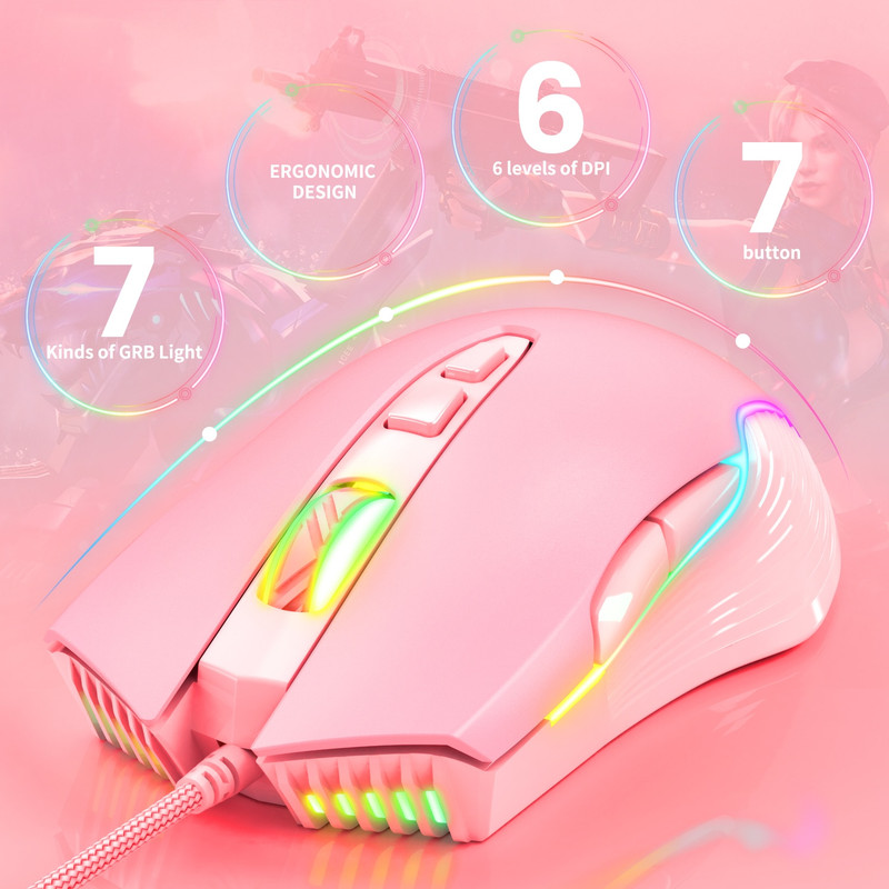 ماوس مخصوص بازی اونیکوما مدل CW905 Peach Gradient 3