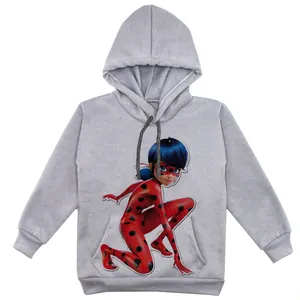 هودی دخترانه مدل دختر کفشدوزکی F04 رنگ طوسی