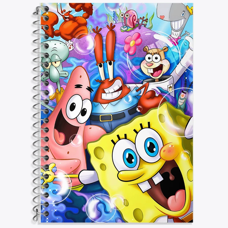 دفتر زبان 50 برگ خندالو مدل دو خط طرح باب اسفنجی و پاتریک کد F6810