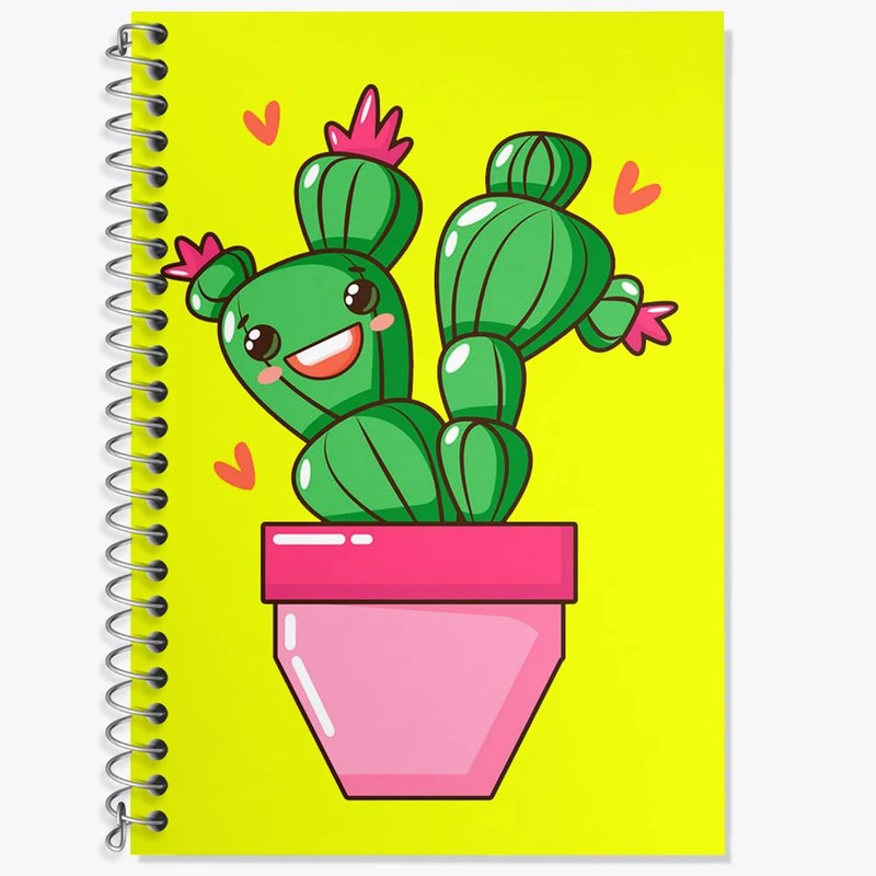 دفتر زبان 50 برگ خندالو مدل سه خط طرح کاکتوس کد 25486