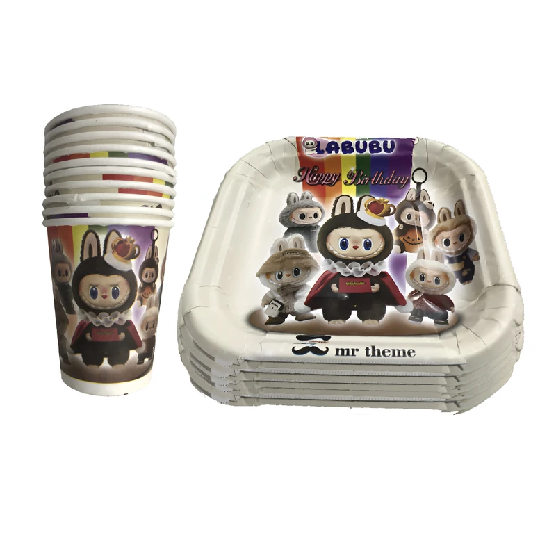 پیش دستی و لیوان یکبار مصرف مستر تم مدل لبوبو بسته 20 عددی