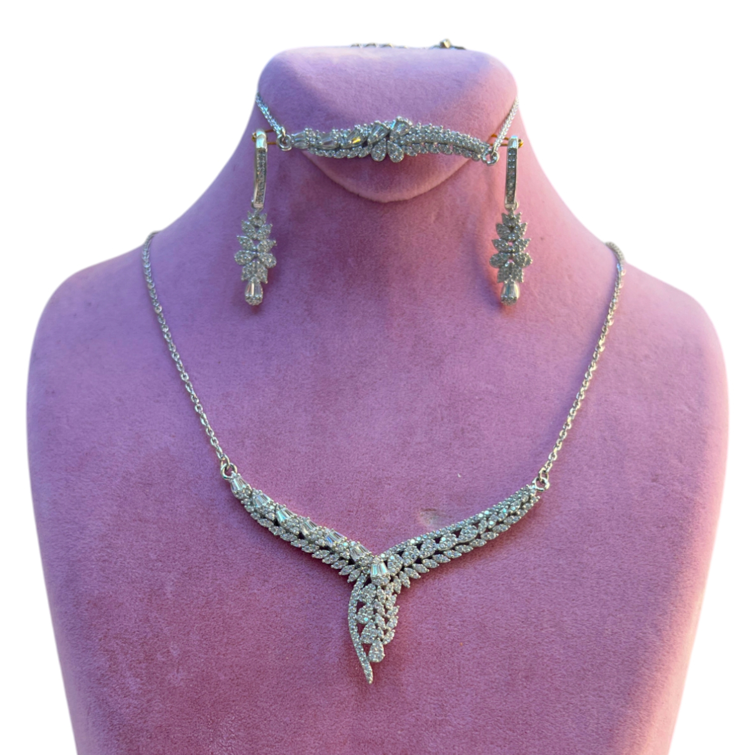 نیم ست نقره زنانه مدل ساچ پاپیون کد roz-0007