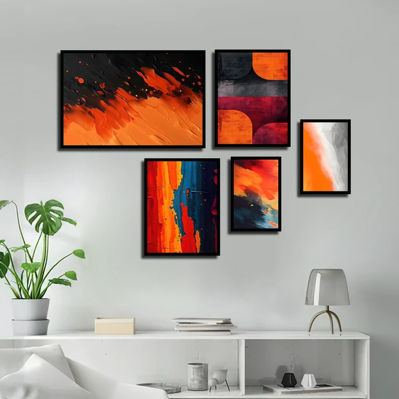 تابلو بکلیت طرح مدرن نقاشی انتزاعی مدل B-3280 مجموعه 5 عددی