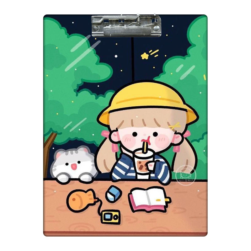 تخته شاسی طرح دختر و پیشی در شب پر ستاره کد 2693171  سایز A4