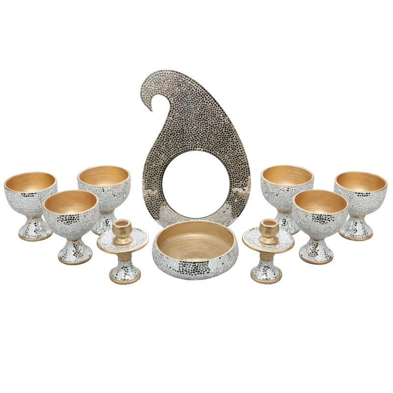 مجموعه ظروف هفت سین 10 پارچه مدل آینه کاری کد NR-013