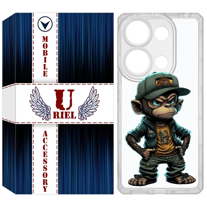 کاور یوریل مدل Clear کد 37 طرح Monkey مناسب برای گوشی موبایل شیائومی Redmi Note 14S / Note 13 Pro 4G / Poco M6 Pro 4G