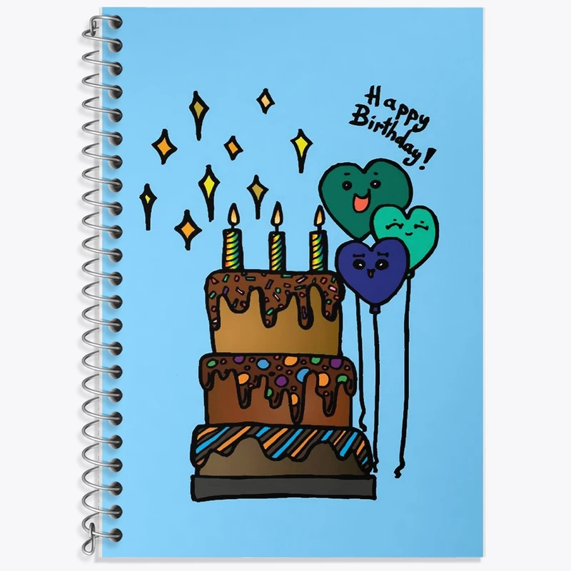 دفتر زبان 50 برگ خندالو مدل سه خط طرح تولدت مبارک کد F2766