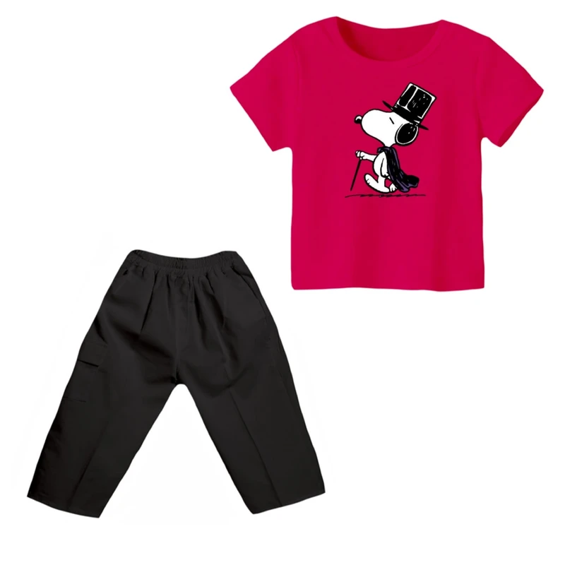 ست تی شرت و شلوارک پسرانه مدل اسنوپی کد ۶۵