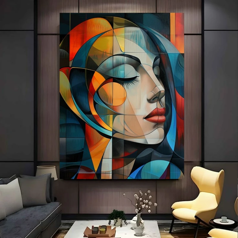  پوستر پارچه ای طرح مخمل هنر کوبیسم مدل آرامش درونی کد FP106285