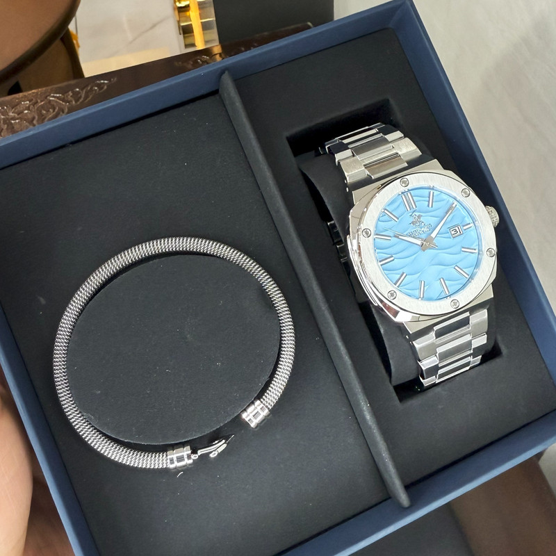 ست ساعت عقربه ای کوارتز و دستبند مردانه بورلی هیلز پولو کلاب مدل BP3655X.305