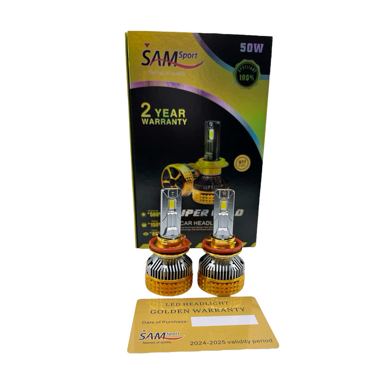 هدلایت لامپ خودرو سام مدل SUPER GOLD پایه H11 بسته دو عددی