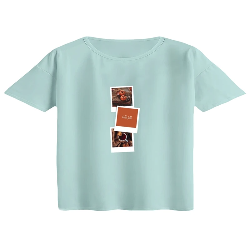 کراپ تی‌شرت آستین کوتاه زنانه مدل پاییز کد 04