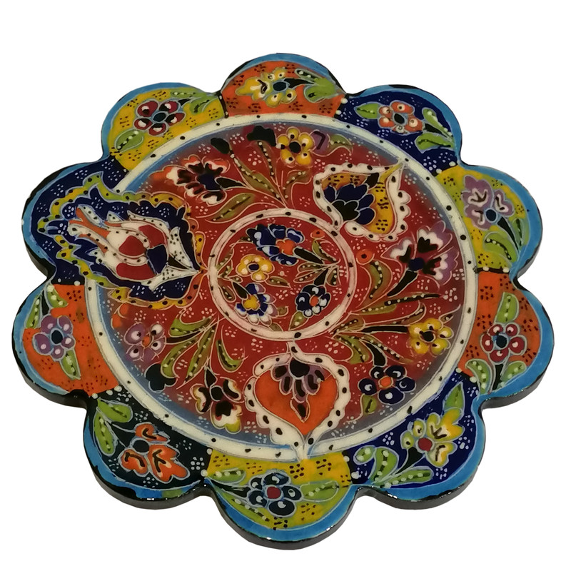  زیربشقابی میناکاری مدل نقش برجسته طرح کنگره ای 7523