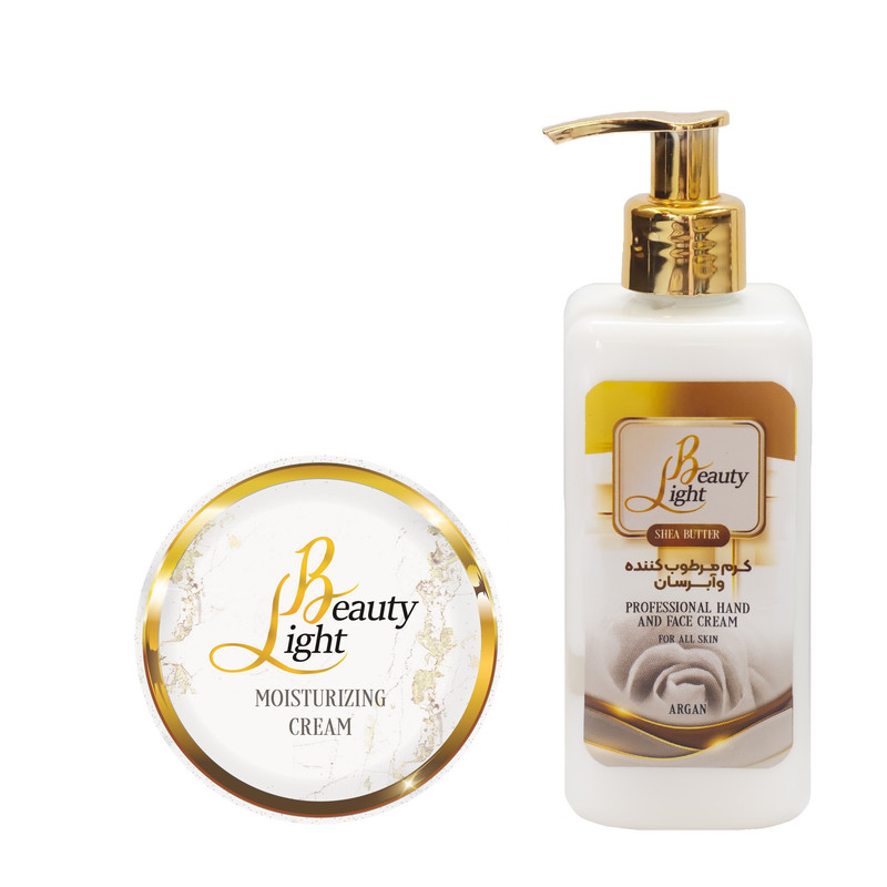 کرم آبرسان لایت بیوتی مدل آرگان شی‌باتر 200 میلی‌لیتر به همراه کرم مرطوب‌کننده لایت بیوتی حجم 250 میلی‌لیتر
