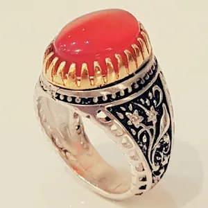 انگشتر نقره مردانه مدل سنگ عقیق یمانی کد P170