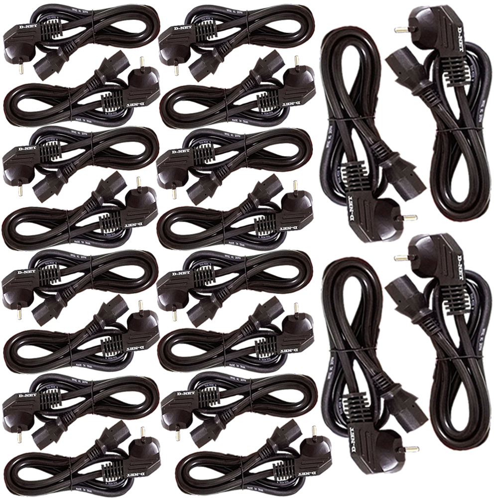کابل برق 3 پین منبع تغذیه کامپیوتر دی نت مدل MINE-D105 طول 1.5 متر بسته 20 عددی