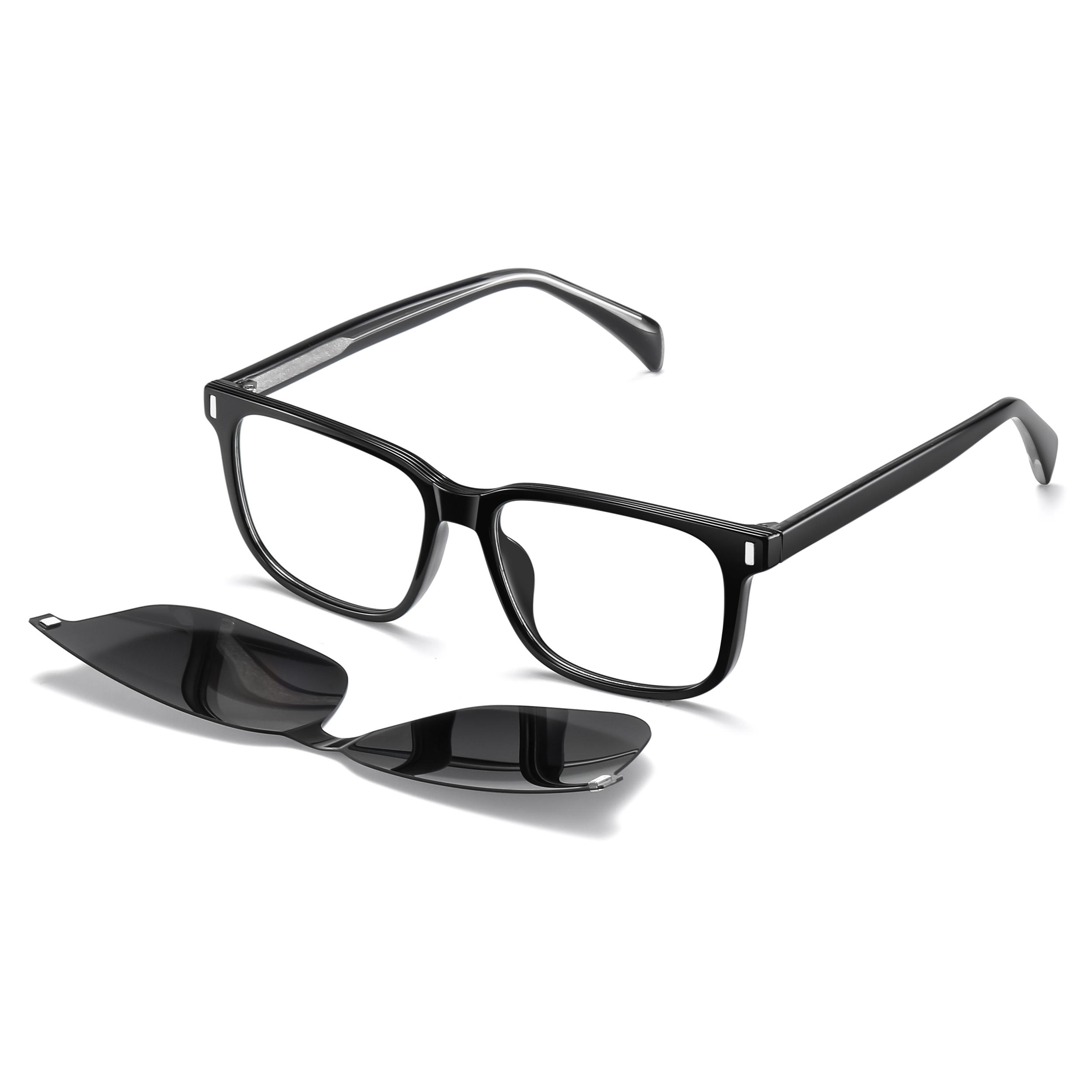 فریم عینک طبی مدل CG7201C01P109 Polarized Double Switch به همراه کاور آفتابی