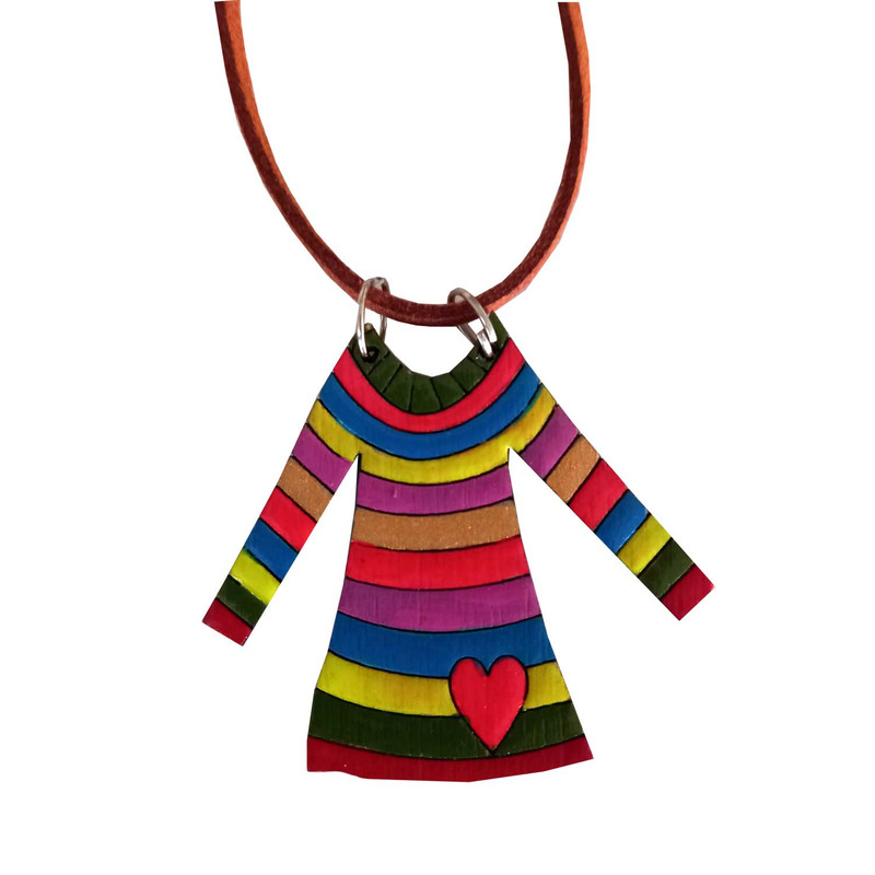 گردنبند دخترانه مدل پیراهن کد Rainbow-shirt