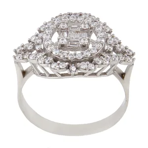 انگشتر نقره زنانه بازرگانی میلادی مدل نگین کد AWR_730