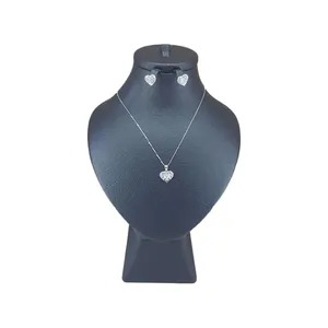 نیم ست نقره زنانه مدل قلب نگین دار کد 2