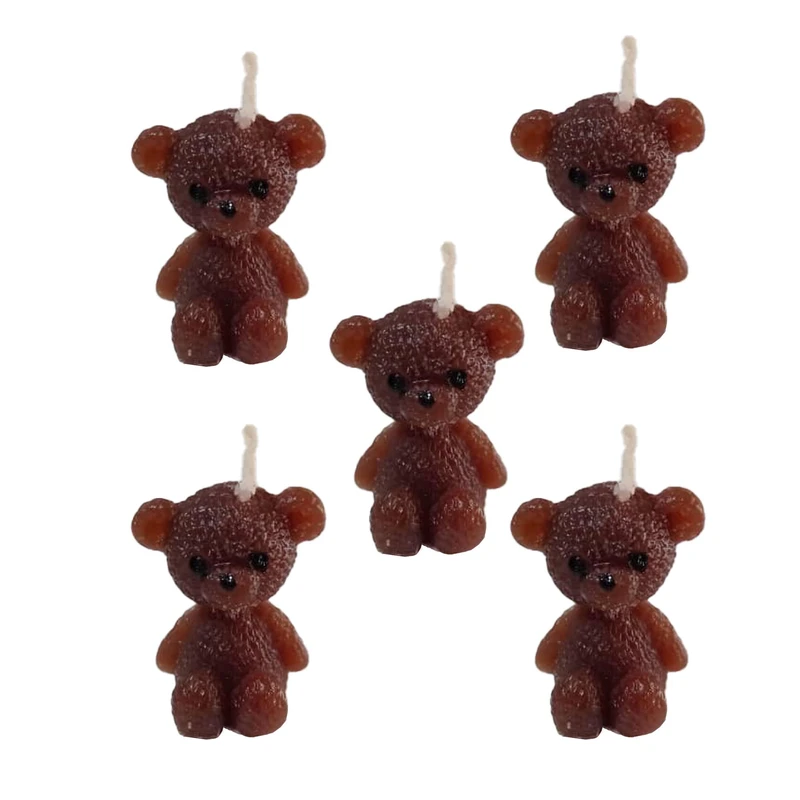 شمع دست‌ساز بدون‌بو مدل تدی زمان اتمام 1 ساعت بسته 5 عددی