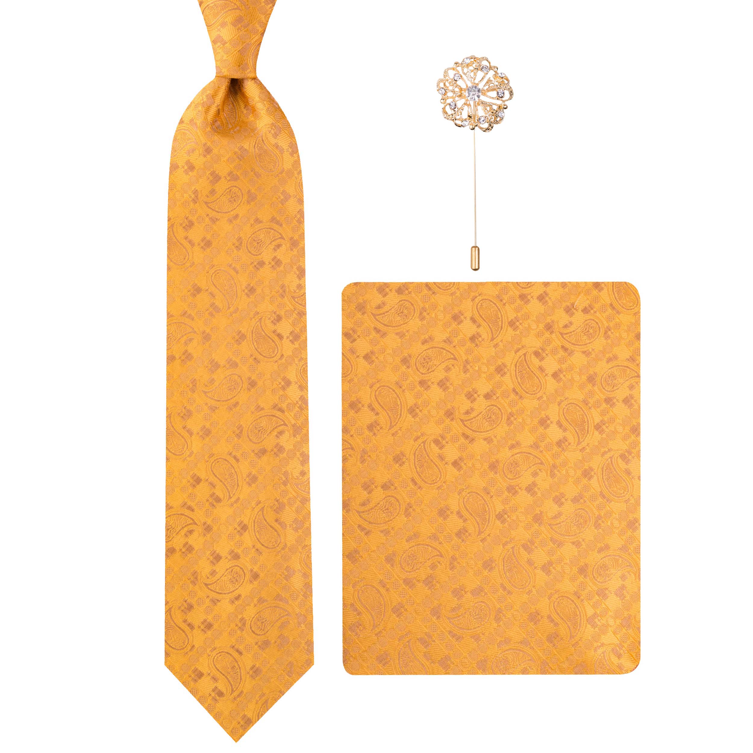 ست کراوات و دستمال جیب و گل کت مردانه مدل GF-PA1267-GO