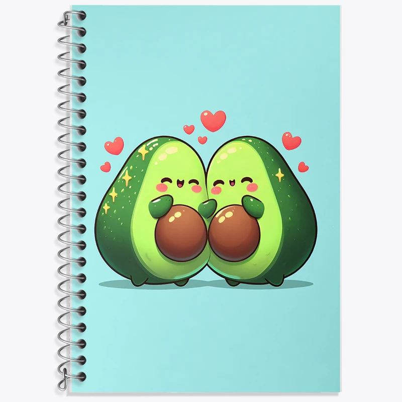 دفتر زبان 50 برگ خندالو مدل دو خط طرح آووکادوهای عاشق کد F7970