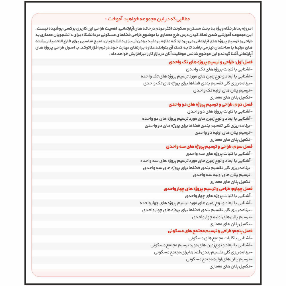 نرم افزار آموزش اتوکد 2021 نشر بهکامان به همراه آموزش ترسیم نقشه های آپارتمانی با اتوکد نشر مهرگان