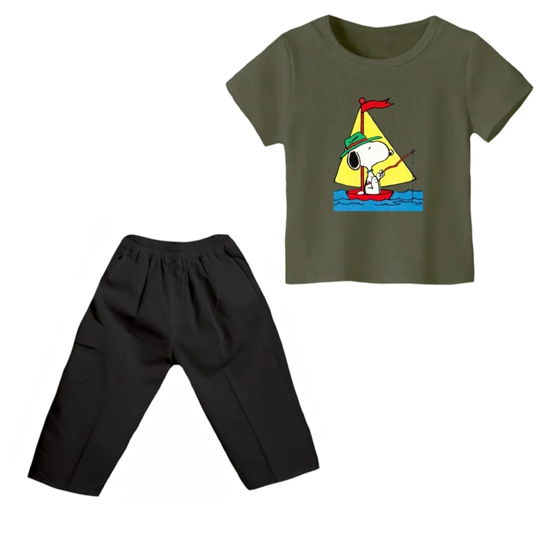 ست تی شرت و شلوارک پسرانه مدل اسنوپی کد ۷۶