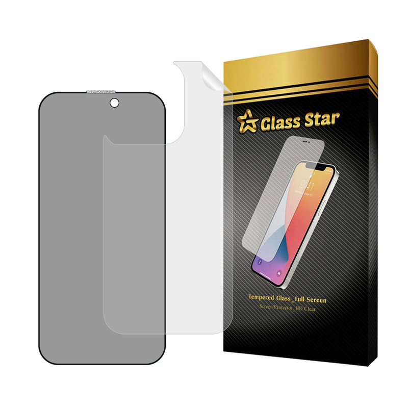 محافظ صفحه نمایش حریم شخصی گلس استار مدل FULLPRIVNANOS مناسب برای گوشی موبایل اپل iPhone 15 Pro Max به همراه محافظ پشت گوشی