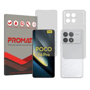 Promate Resistant model matte screen protector suitable for Poco F6 Pro mobile phone along with the back of the phone