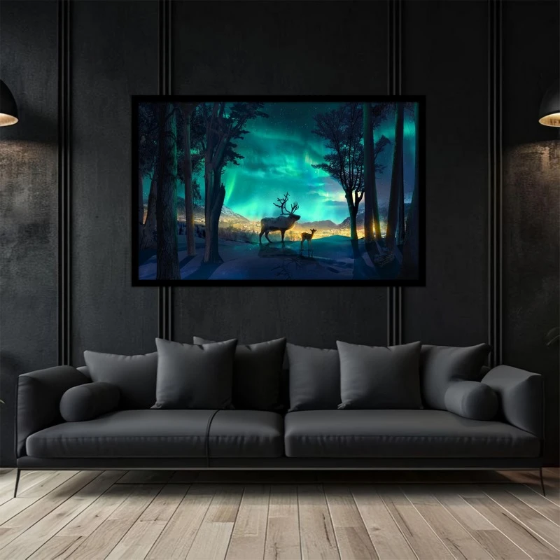 تابلو بکلیت طرح فانتزی دکوری هنری دیجیتال حیوانات و طبیعت  گوزن مدل B-bu5310