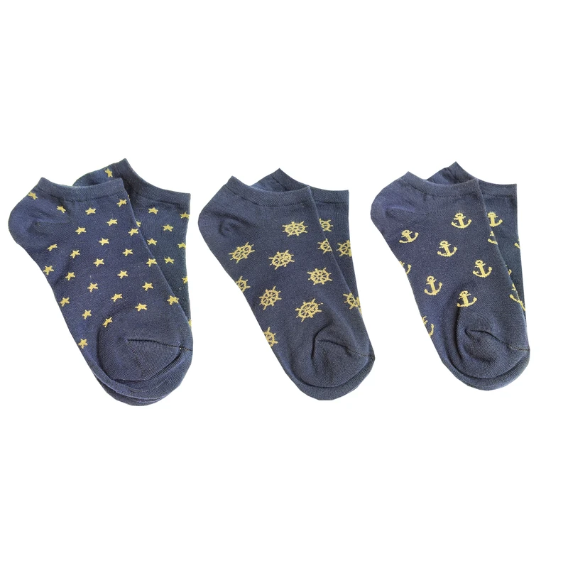 جوراب پسرانه لیمونار گالری مدل لنگر و سکان و ستاره بسته سه عددی