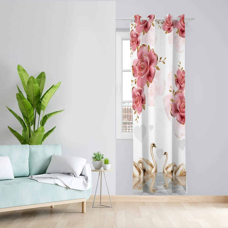 پرده طرح قو مدل مخمل پانچی کد 4147 z سایز 140x200 سانتی متر