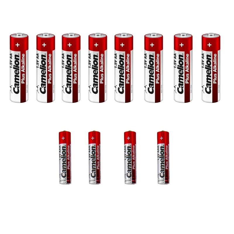 باتری قلمی و نیم قلمی کملیون مدل Plus Alkaline بسته 12 عددی  