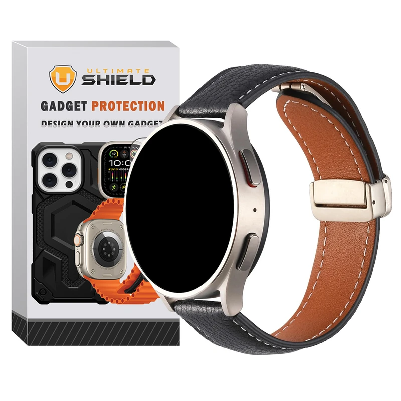 بند آلتیمیت شیلد مدل MAG Leather UL مناسب برای ساعت هوشمند سامسونگ Galaxy watch 5 40mm / watch 5 44mm / watch 5 pro 45mm