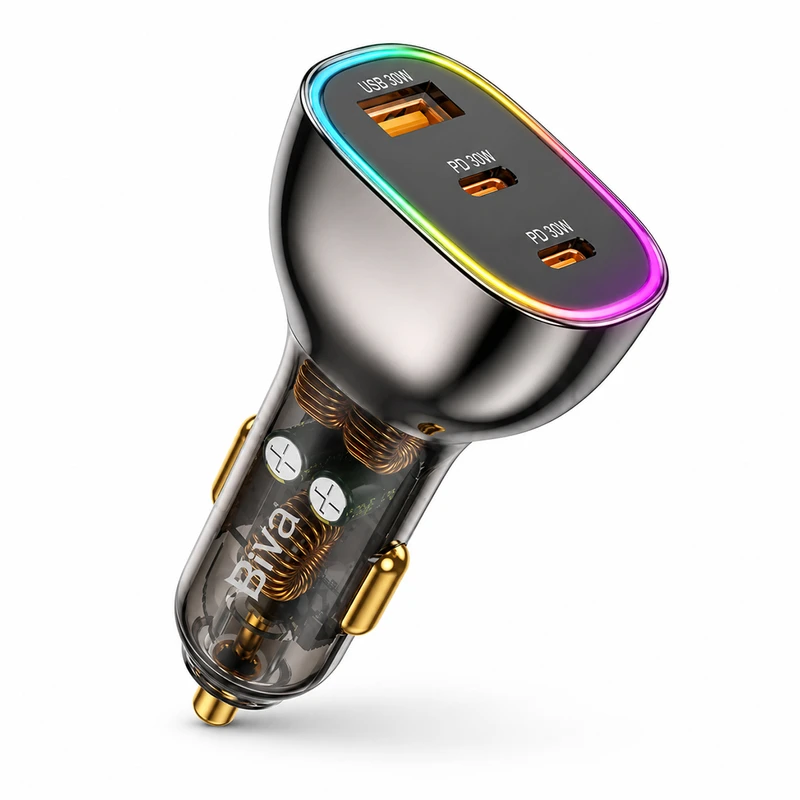 شارژر فندکی 30 وات 3 پورت بیوا مدل CC-012
