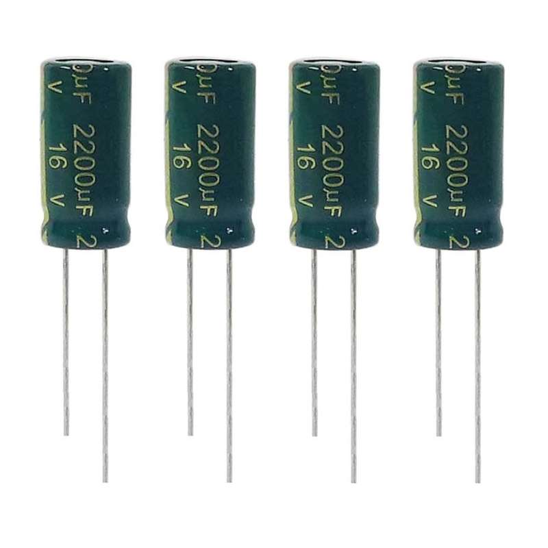 خازن الکترولیت 2200 میکروفاراد 16ولت ان جی ای مدل TEC-22216 بسته 4 عددی