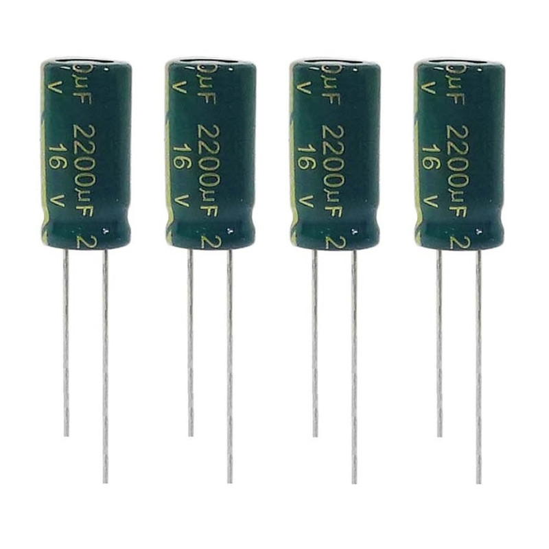 خازن الکترولیت 2200 میکروفاراد 16ولت ان جی ای مدل TEC-22216 بسته 4 عددی