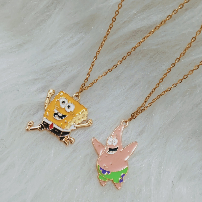 گردنبند دخترانه مدل باب اسفنجی و پاتریک مجموعه دو عددی