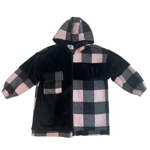 پالتو زنانه مدل چهارخانه کلاه دار آنا P21094