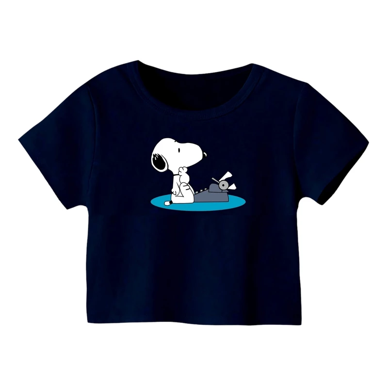 کراپ‌ تی‌شرت آستین کوتاه زنانه مدل اسنوپی کد 21