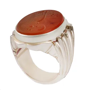 انگشتر نقره مردانه بازرگانی میلادی رکاب دست ساز استاد کاوه خطاطی یا حسین استاد غفار کد AM_2797