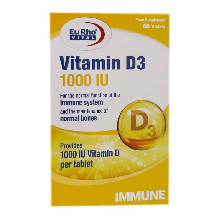 قرص ویتامین D3-1000 واحدی یوروویتال بسته 60 عددی