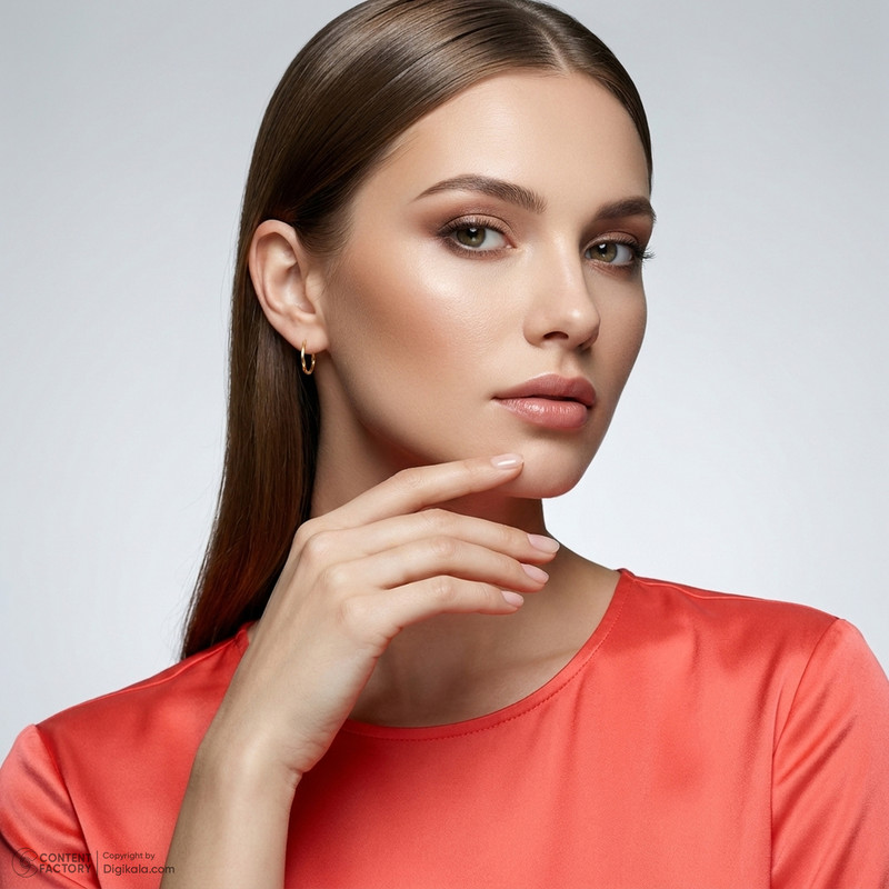 گوشواره حلقه‌ای طلا 18 عیار زنانه گلدم مدل E253008 - 8