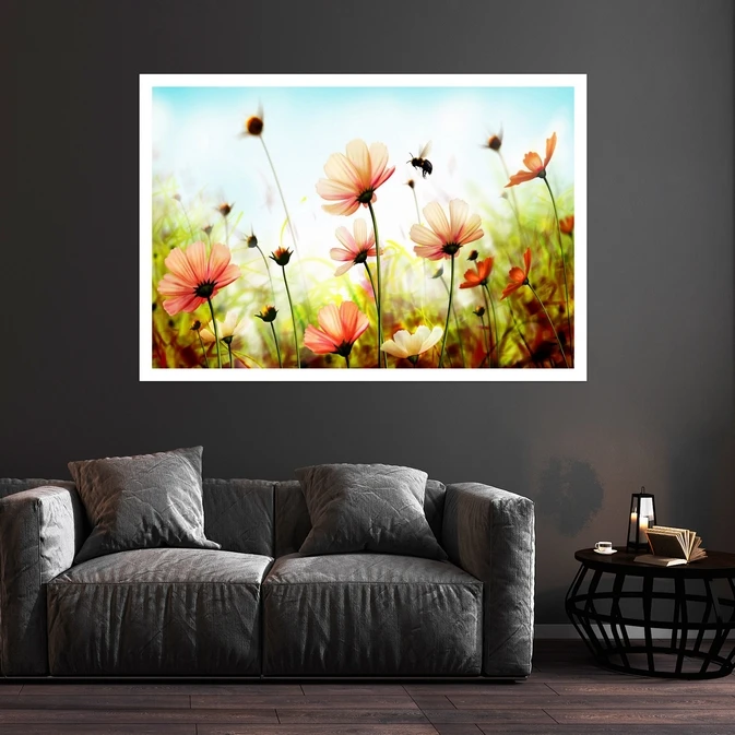 تابلو بکلیت طرح طبیعت و گل مدل قاب شاسی W-s8600