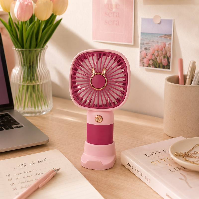 پنکه‌ رومیزی شارژی مدل همراه 3 حالته پایه دار کد Square Mini Cooling Fan